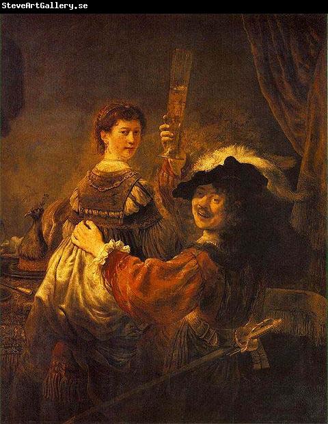 REMBRANDT Harmenszoon van Rijn Rembrandt and Saskia pose as The Prodigal Son in the Tavern